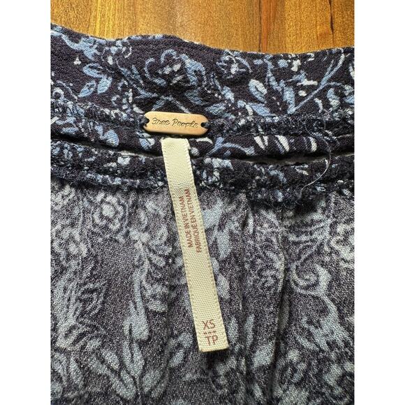 Free People Floral Blue Tunic Boho Lace Size XS - Picture 5 of 6